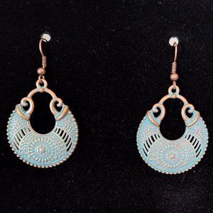 Artisan Bohemian turquoise and copper earrings